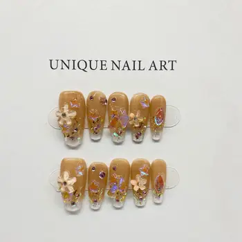 Корейский набор для ногтей ручной работы Нажмите на длинный гроб Y2k Luxury Star Nails Многоразовые клейкие накладные ногти Акриловое полное покрытие типсов для ногтей - Изображение 1  
