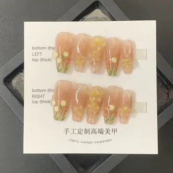 Корейский набор для ногтей ручной работы Нажмите на длинный гроб Y2k Luxury Star Nails Многоразовые клейкие накладные ногти Акриловое полное покрытие типсов для ногтей - Изображение 2  