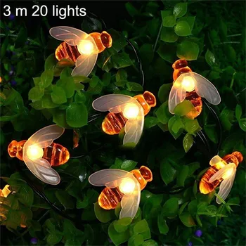 3 М 20 светодиодных гирлянд Bee Fairy, Гирляндные лампы на батарейках Для наружного украшения Рождественской гирлянды, Гирлянда для забора - Изображение 1  