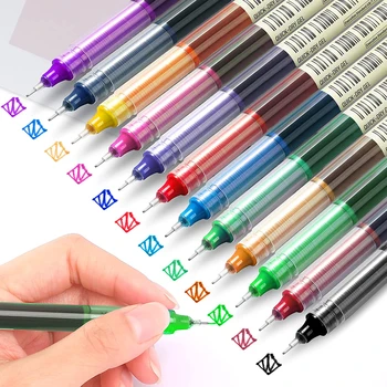 Шариковая Ручка 12шт Разной Расцветки Быстросохнущие Чернила 0,5 мм Тонкая Жидкая Разноцветная Ручка для Ведения Дневника Плавное Письмо - Изображение 1  