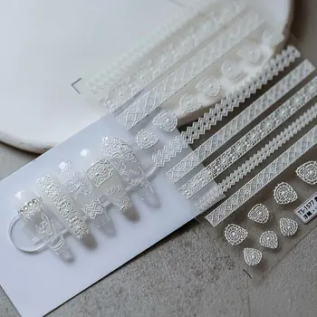 3D винтажные рельефные украшения для ногтей, модные наклейки для ногтей, самоклеящиеся кружевные наклейки для ногтей в виде вишни и розы - Изображение 2  