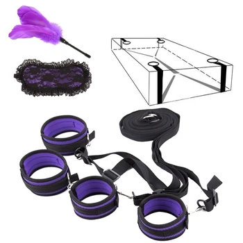 Фиолетовая Сексуальная кружевная эротическая маска для косплея, Анальная пробка, постельные ограничения, манжеты для рук, игры для взрослых, секс-игрушки для пар, набор для БДСМ-бондажа - Изображение 1  