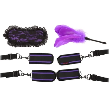 Фиолетовая Сексуальная кружевная эротическая маска для косплея, Анальная пробка, постельные ограничения, манжеты для рук, игры для взрослых, секс-игрушки для пар, набор для БДСМ-бондажа - Изображение 2  