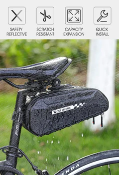 WEST BIKING Непромокаемая Велосипедная Седельная сумка Hard Shell MTB Дорожный велосипед Под Сиденьем Сумка для инструментов Быстросъемные седельные сумки Аксессуары для велосипедов - Изображение 2  