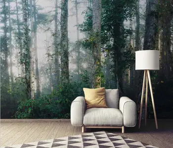 Фотообои на заказ, Домашний декор, фреска в скандинавском туманном лесу, 3D обои, обои для гостиной, для стен спальни, столовой - Изображение 1  