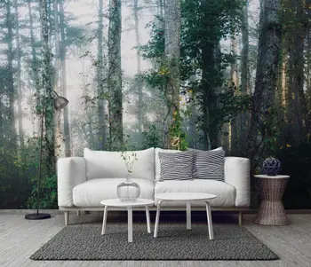 Фотообои на заказ, Домашний декор, фреска в скандинавском туманном лесу, 3D обои, обои для гостиной, для стен спальни, столовой - Изображение 2  