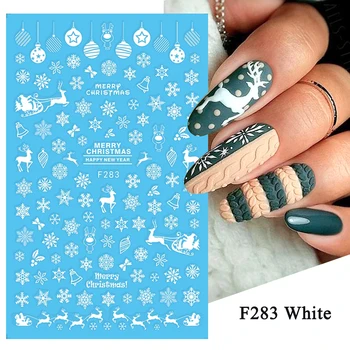 1шт 3D Зимние наклейки для ногтей, Снежинки, Кружевные Слайдеры, Наклейки, Белый Новогодний Декор, Рождественский Дизайн, Аксессуары для ногтей NFF281-284 - Изображение 2  