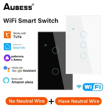 Tuya Wif Smart Light App Control Многофункциональная Поддержка Alexa Google Home Бытовая Техника Сенсорный Выключатель Умный Дом Закаленное Стекло - Изображение 2  