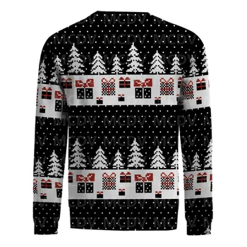 Рождественский свитер, повседневная вязаная толстовка с принтом Санта-Клауса и Снеговика, мужской и женский пуловер - Изображение 2  
