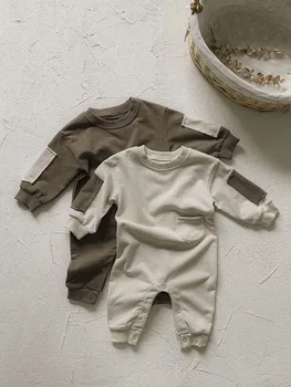 MILANCEL 2023 Осенняя детская одежда, комбинезон для маленьких мальчиков, джинсовый комбинезон для маленьких девочек - Изображение 2  