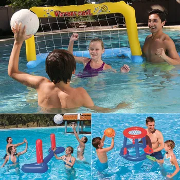 Надувной бассейн, игрушка для родителей и детей, Волейбольная баскетбольная игра, игрушки для игры в бассейне, большая плавающая водная активность, пляжная игрушка - Изображение 1  