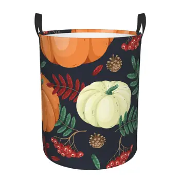 Складная корзина для грязного белья Осенняя корзина для хранения тыквы и цветов Детский органайзер для дома - Изображение 1  