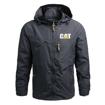 Весна-осень 2023 года с логотипом CAT Caterpillar Ветрозащитная Однотонная Съемная шляпа Пальто Популярная Удобная куртка-ветровка - Изображение 2  