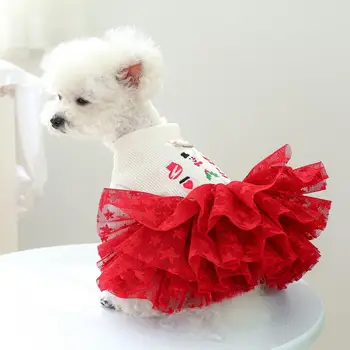 Платье для домашних животных, изысканное платье для рождественского торта с вышивкой, прочное платье принцессы для кошек, собак, удобные товары для домашних животных, Рождественский питомец - Изображение 1  