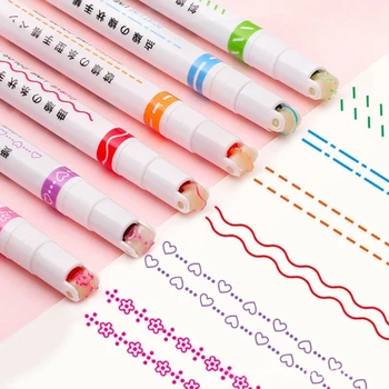 2023 Новые 6 штук цветных изогнутых ручек с роликовым наконечником для изготовления открыток, рисования, скрапбукинга, Canlendar Planner Journal - Изображение 2  