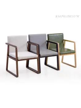 Скандинавский обеденный стул из массива дерева, стул для отдыха в кафе, ресторане, гостиничном конференц-зале, кабинете, Современное кресло со спинкой из ткани - Изображение 1  