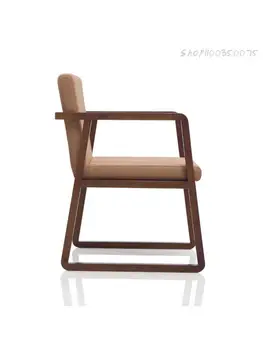 Скандинавский обеденный стул из массива дерева, стул для отдыха в кафе, ресторане, гостиничном конференц-зале, кабинете, Современное кресло со спинкой из ткани - Изображение 2  