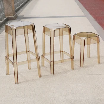 роскошные барные стулья, обеденные стулья, дизайнерские барные стулья в скандинавском минималистичном стиле, Модная барная табуретка, Высокая мебель для скамеек, HY - Изображение 2  