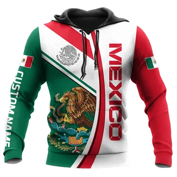 Толстовка с изображением флага Мексики, Эмблема, мужская одежда с 3D принтом мексиканского орла, Тотем, Новинка в толстовках, женская мода Harajuku, пуловер y2k - Изображение 2  