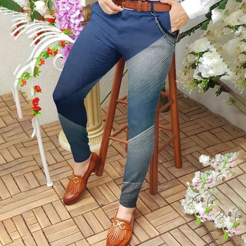 2023 Весна-лето Модные Брюки-карандаш с цифровой 3D печатью, мужские Тонкие Прямые Длинные брюки, уличная одежда, мужские брюки винтажного дизайна - Изображение 2  