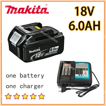 Makita 100% оригинал 18 В 6,0 Ач со светодиодной литий-ионной заменой BL1860B BL1860 BL1850 Аккумуляторная батарея для электроинструмента Makita - Изображение 1  