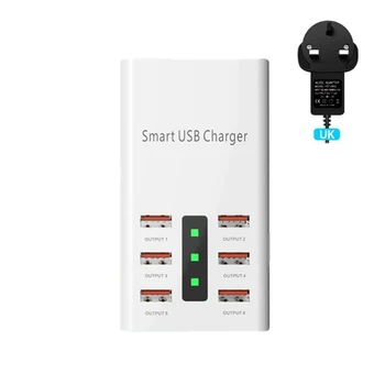 E56B 6-портовый USB-концентратор US/EU/UK /AU Plug зарядный адаптер Базовый блок для мобильного телефона - Изображение 2  