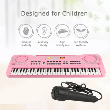 61 Клавиша электронного органа USB Цифровая клавиатура Пианино Музыкальный инструмент Детская игрушка с микрофоном Электрическое пианино для детей дети - Изображение 2  