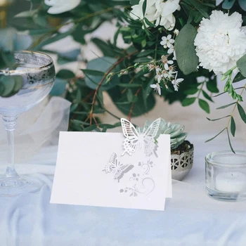 50 шт. Лазерная табличка с именем на сиденье в форме бабочки в форме розы для украшения стола для свадебной вечеринки, табличка с именем для входа - Изображение 1  