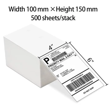 Бумага для термоэтикеток 4x6 100x150 мм 500 листов DHL UPS Express, стопка этикеток со штрих-кодом, Клейкие наклейки для термоэтикеток - Изображение 1  