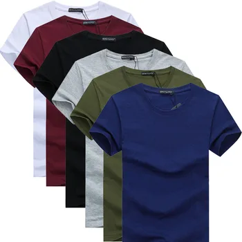 A1050 Простой креативный дизайн линии однотонных хлопчатобумажных футболок Для мужчин, Новое поступление, Стильная Мужская футболка с коротким рукавом - Изображение 1  