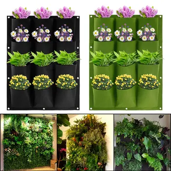 Вертикальные настенные сумки для выращивания растений, 12 ячеек, нетканые дышащие карманы для плантатора, Многоразовый подвесной контейнер для посадки растений на стене - Изображение 1  