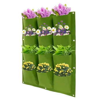 Вертикальные настенные сумки для выращивания растений, 12 ячеек, нетканые дышащие карманы для плантатора, Многоразовый подвесной контейнер для посадки растений на стене - Изображение 2  