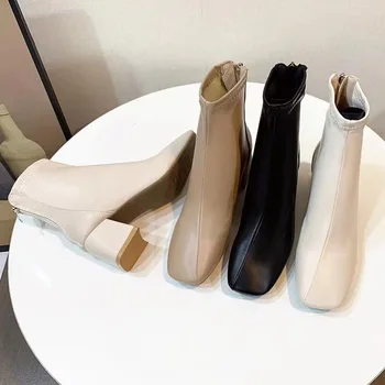 Европейские женские ботинки; водонепроницаемые ботинки Martin на платформе по щиколотку; Короткие ботинки на молнии; Мода 2023 года; Новые Пикантные Элегантные женские туфли с острым носком; - Изображение 1  