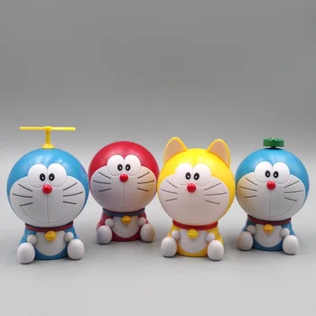 4 шт./компл. Kawaii Smile Doraemon Милая Мультяшная фигурка Кукла Аниме Забавные игрушки Коллекция декора Орнамент для пары Девочек Подарок мальчикам - Изображение 1  