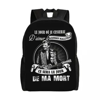 Изготовленный на заказ рюкзак французского певца Johnny Hallyday для мужчин и женщин, базовая сумка для книг для колледжа, школьные сумки с тяжелым металлом - Изображение 1  