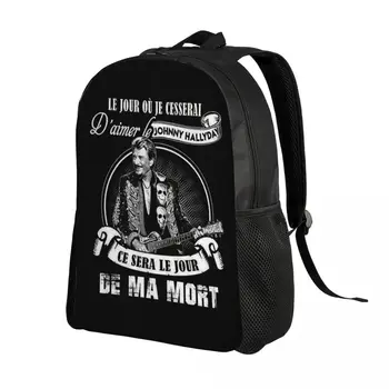 Изготовленный на заказ рюкзак французского певца Johnny Hallyday для мужчин и женщин, базовая сумка для книг для колледжа, школьные сумки с тяжелым металлом - Изображение 2  