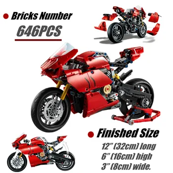 Высокотехнологичная Игрушка Для Мотоцикла Ducatis Panigale V4 R, Совместимая с 42107 Строительными Блоками, Модель Мотоцикла, Игрушки для Детей, Рождественский Подарок - Изображение 1  