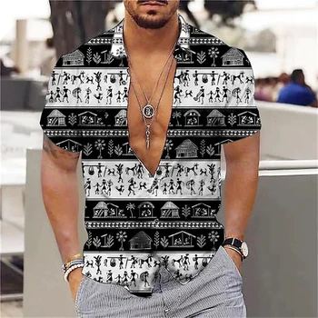 2023, Мужские рубашки из кокосовой пальмы с 3D принтом, мужская гавайская рубашка, пляжные модные топы с коротким рукавом 5xl, футболка, мужская блузка Camisa - Изображение 2  