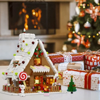 Рождественские сани, модель Лося Санта-Клауса с подсветкой, набор рождественских украшений, 442 шт., строительные блоки, игрушки с бумажным руководством - Изображение 2  