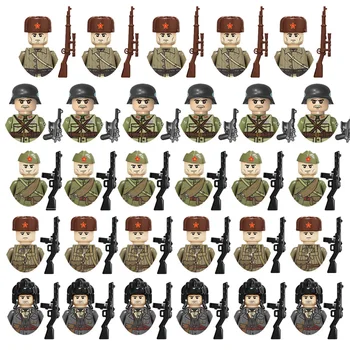 Детские игрушки Солдаты Второй мировой войны, военные фигурки, Оружие, строительные блоки из мелких частиц, Детские подарки на День Рождения - Изображение 1  