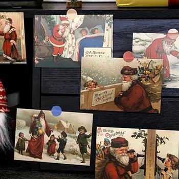 Винтажные иллюстрации, Рождественские открытки, ассорти из 30 винтажных рождественских открыток с праздничными элементами, Рождество для коллекционеров - Изображение 1  