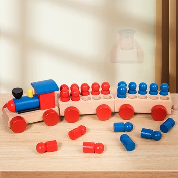 Набор из десяти сеток, обучающие строительные блоки для поезда, пособия для раннего образования, цифровая игра для сложения и вычитания, Деревянная игрушка - Изображение 1  