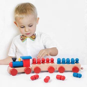Набор из десяти сеток, обучающие строительные блоки для поезда, пособия для раннего образования, цифровая игра для сложения и вычитания, Деревянная игрушка - Изображение 2  