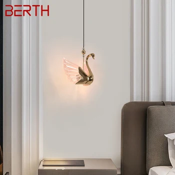 Подвесные светильники BERTH Nordic Swan Светильники Современная Креативная светодиодная люстра для домашнего декора гостиной и столовой - Изображение 1  