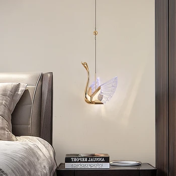 Подвесные светильники BERTH Nordic Swan Светильники Современная Креативная светодиодная люстра для домашнего декора гостиной и столовой - Изображение 2  