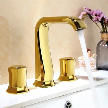 Смеситель для раковины в ванной комнате широко распространенный смеситель для раковины Розовое золото черный смеситель для ванной комнаты смеситель для раковины с тремя отверстиями 8 дюймов - Изображение 1  