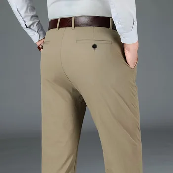 Осенне-зимние плотные мужские повседневные брюки среднего возраста 2023, Деловые мужские брюки с прямой трубкой, осенние мужские брюки - Изображение 1  