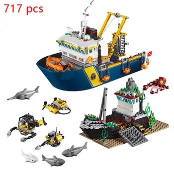 Хит продаж, новый корабль для исследования морского дна, 717 шт., модель строительного блока, детская игрушка-конструктор, Рождественский подарок - Изображение 1  