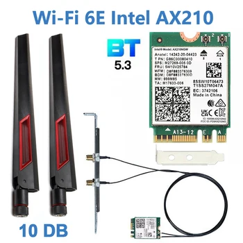 Wi-Fi 6E Карта Intel AX210 Bluetooth 5.3 WiFi 6 Адаптер 5374 Мбит/с 2 В 1 Настольный Комплект 10dBi Антенна 802.11ax 2.4 G/ 5 ГГц/6 ГГц Для ПК - Изображение 1  